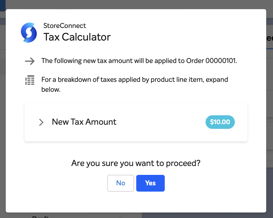 The Tax Calculator window