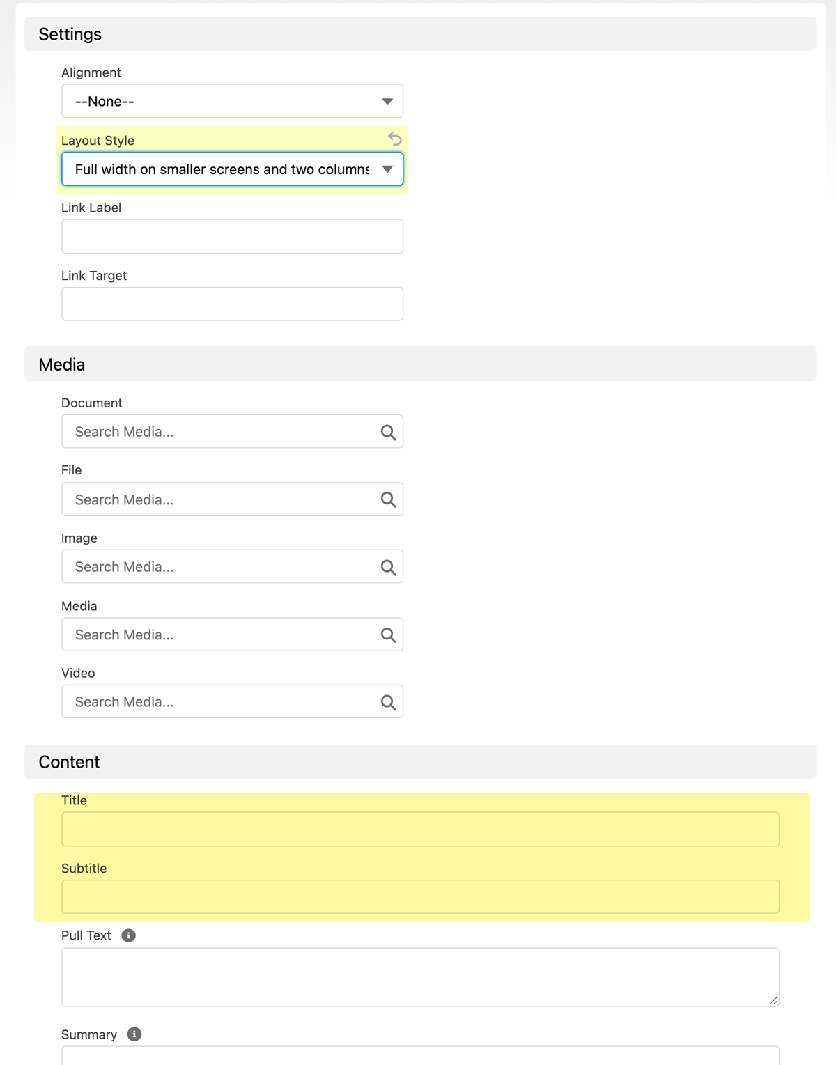 Content Block, Containers