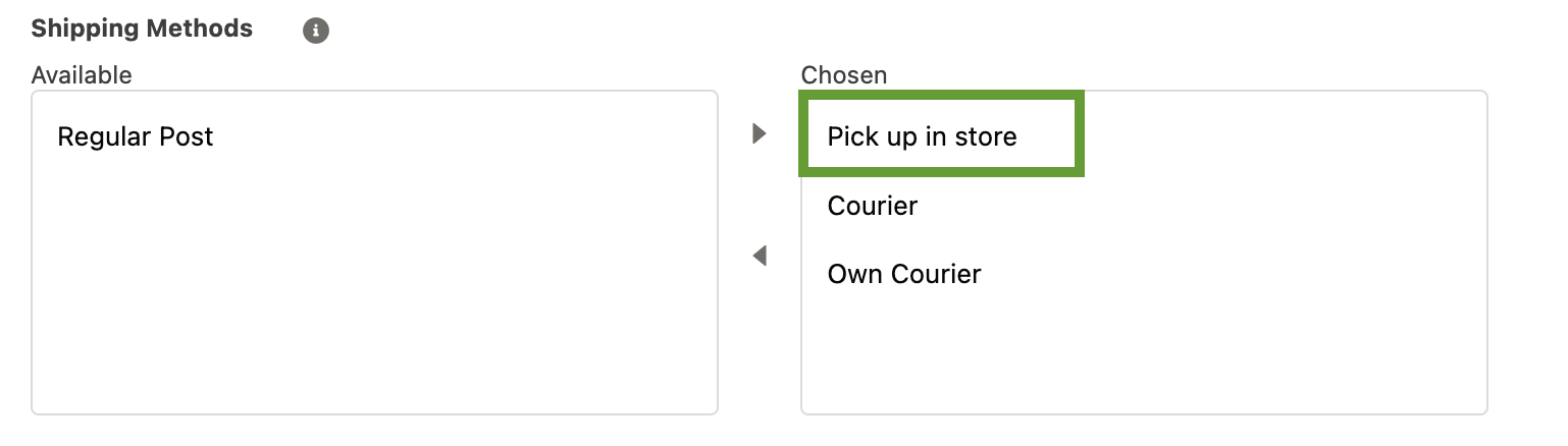 Selecting the product shipping method