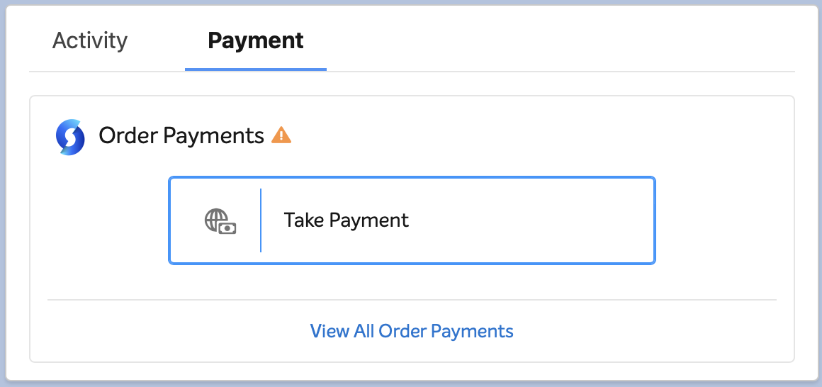 The Take Payment button on the Order sidebar